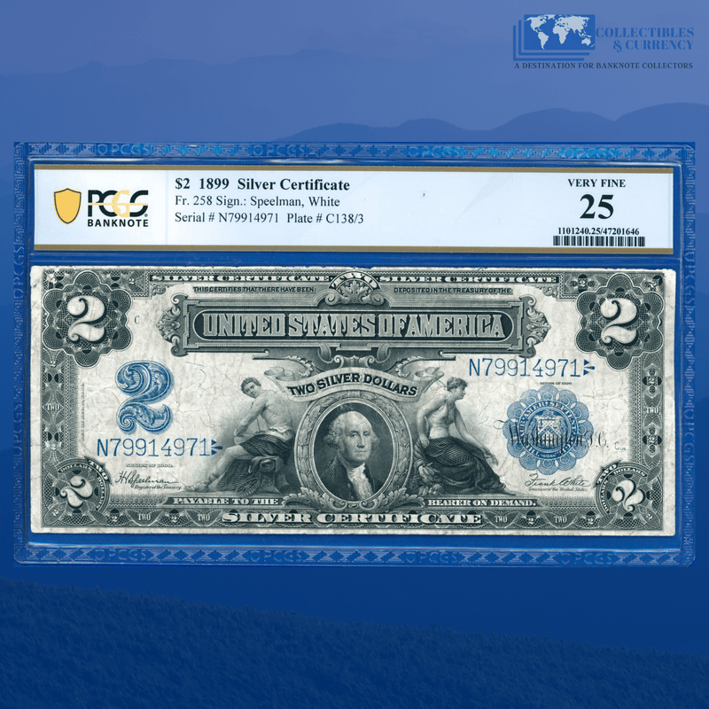 Copy of Fr.253 1899 $2 Two Dollars Silver Certificate "MINI PORTHOLE", PCGS 30