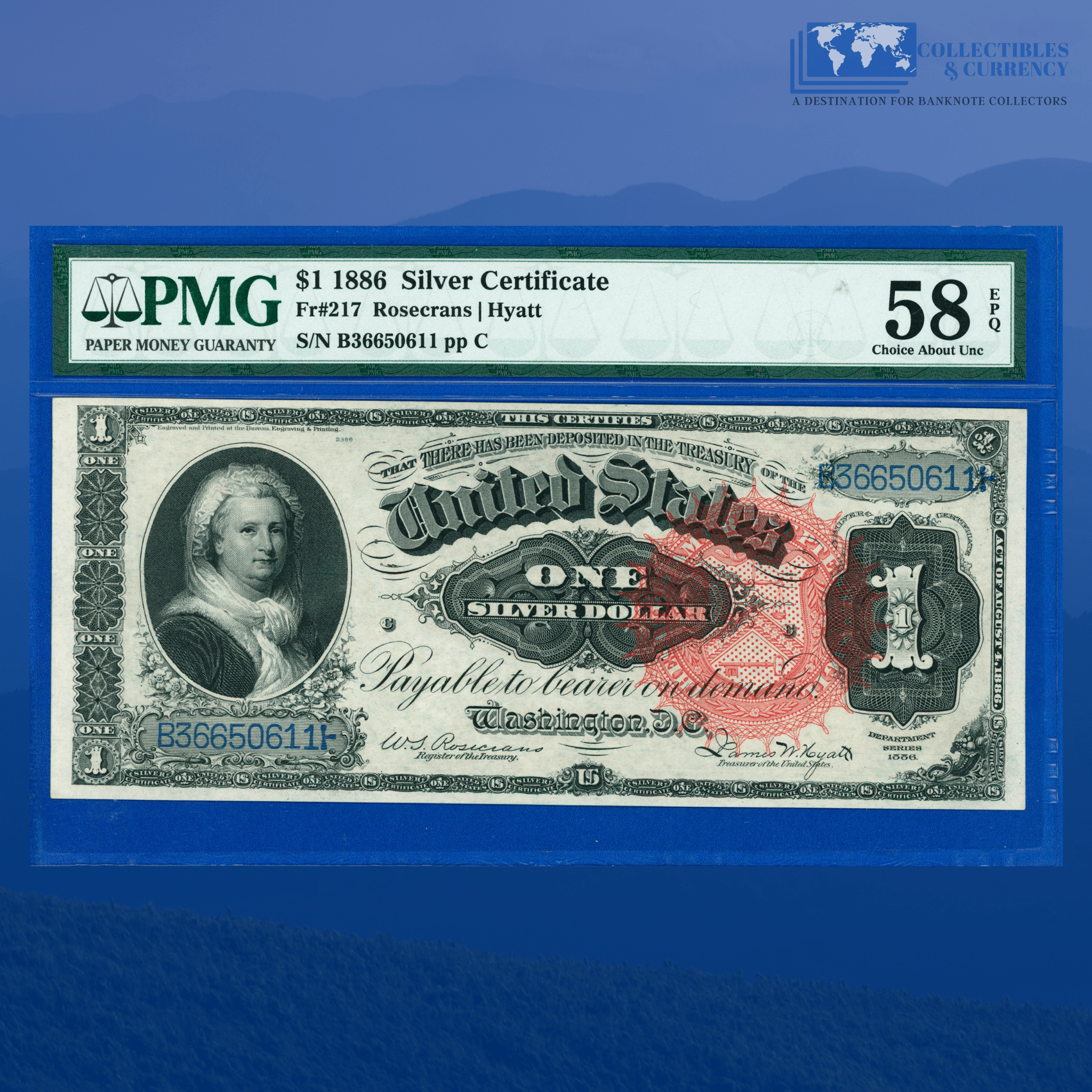 Fr.217 1886 $1 One Dollar Silver Certificate 