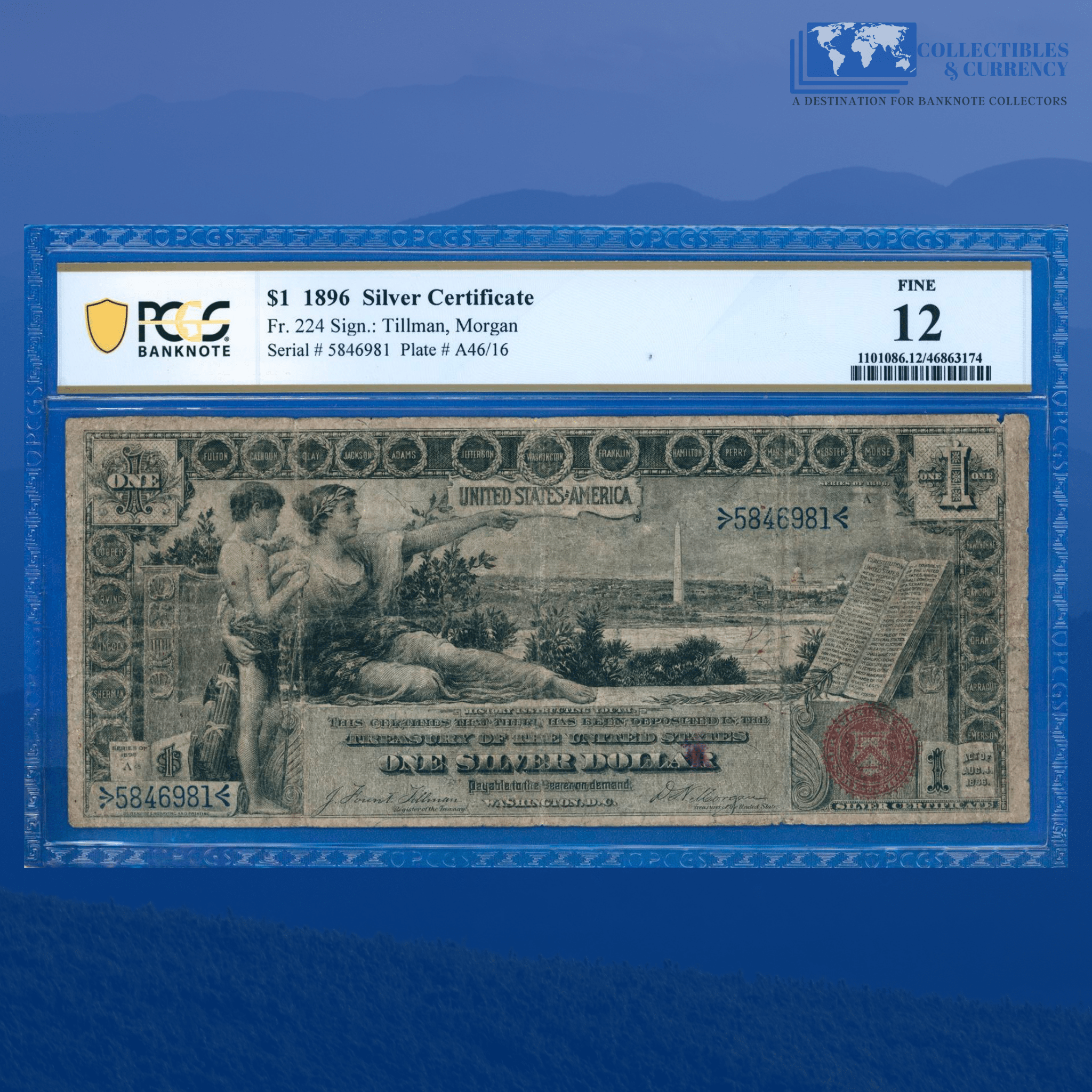 1 Dollar, Silver Certificate, United States, 1896