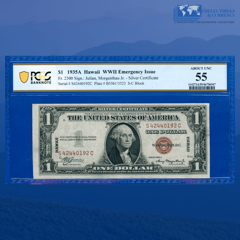 Fr.2300 1935A $1 One Dollar Silver Certificate Brown Seal "HAWAII", PCGS 55