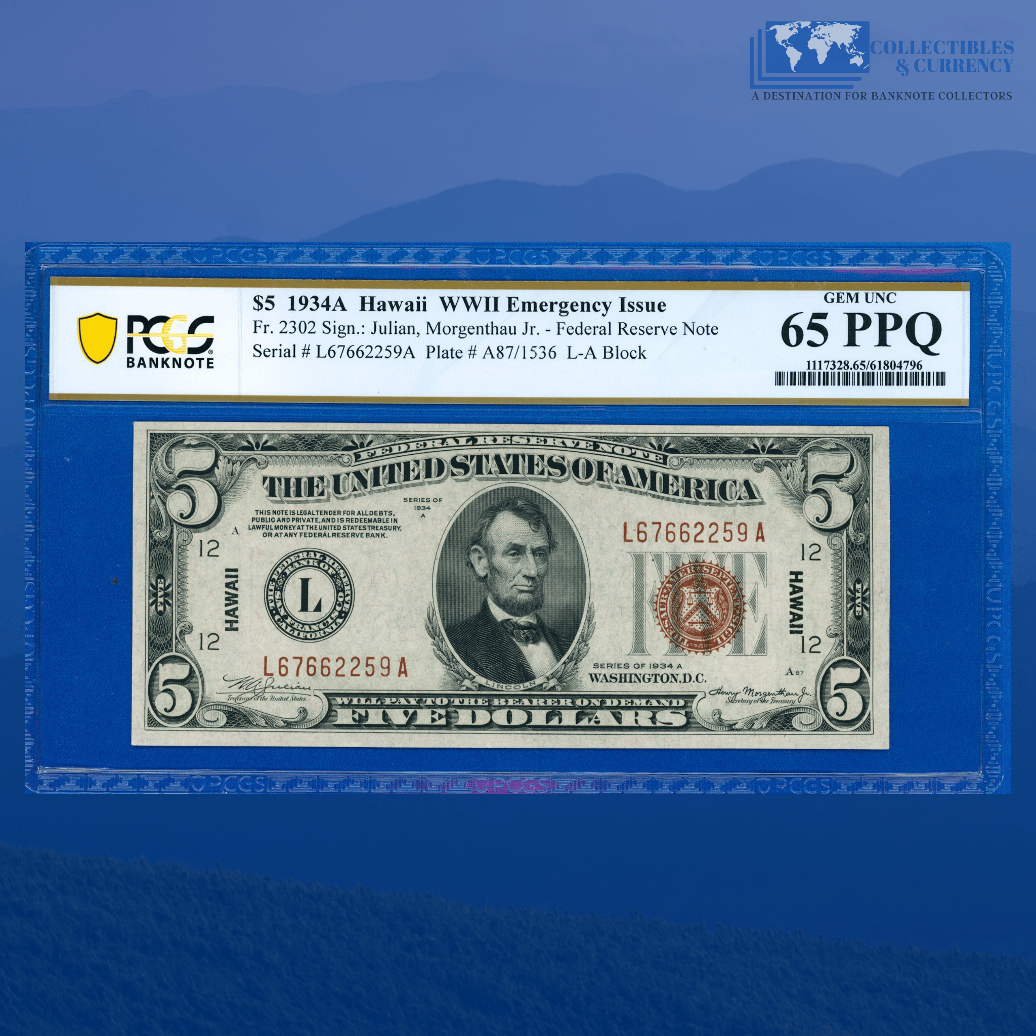 Fr.2302 1934A $5 Five Dollars FRN Brown Seal 