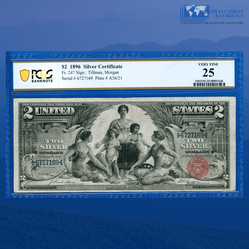 Fr.247 1896 $2 Two Dollars Silver Certificate "EDUCATIONAL NOTE", PCGS 25