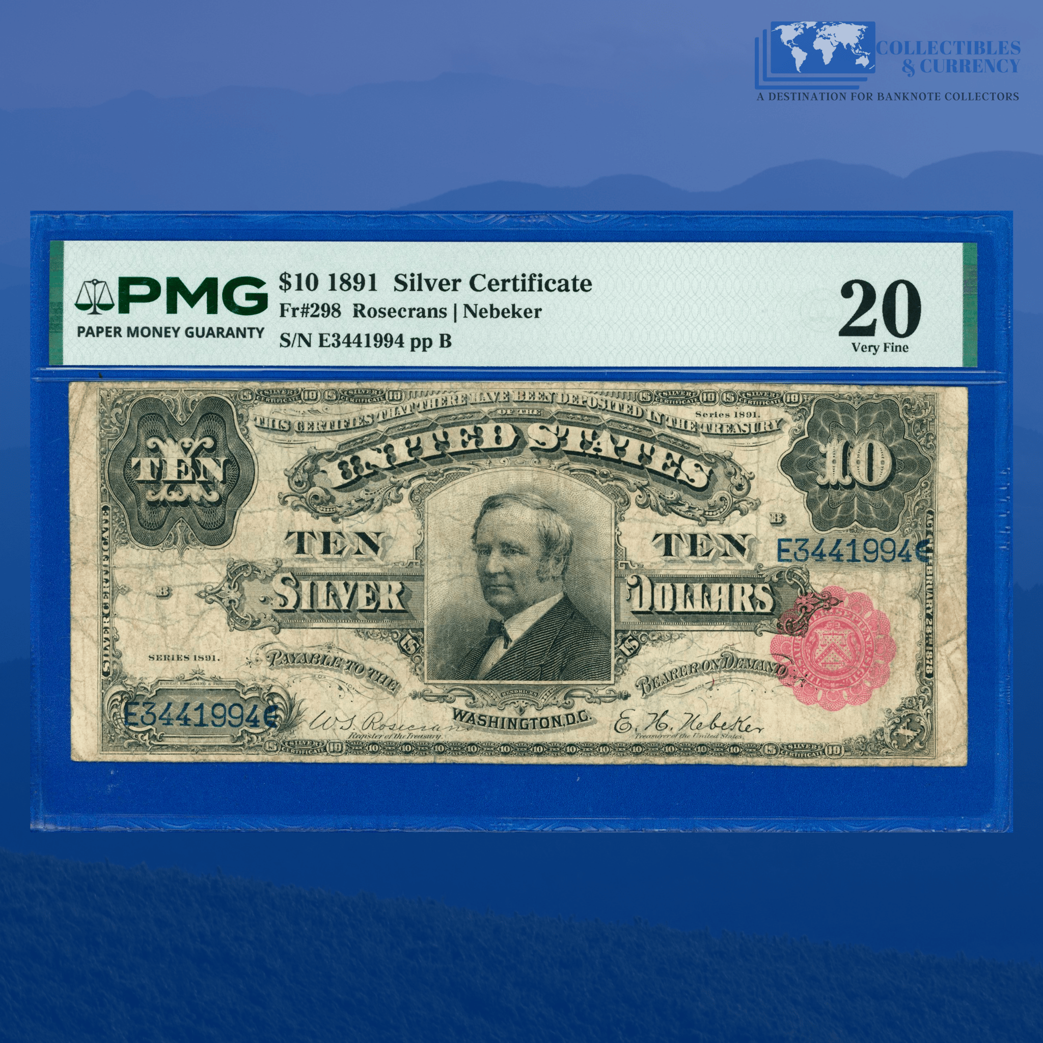 Fr.298 1891 $10 Ten Dollars Silver Certificate 