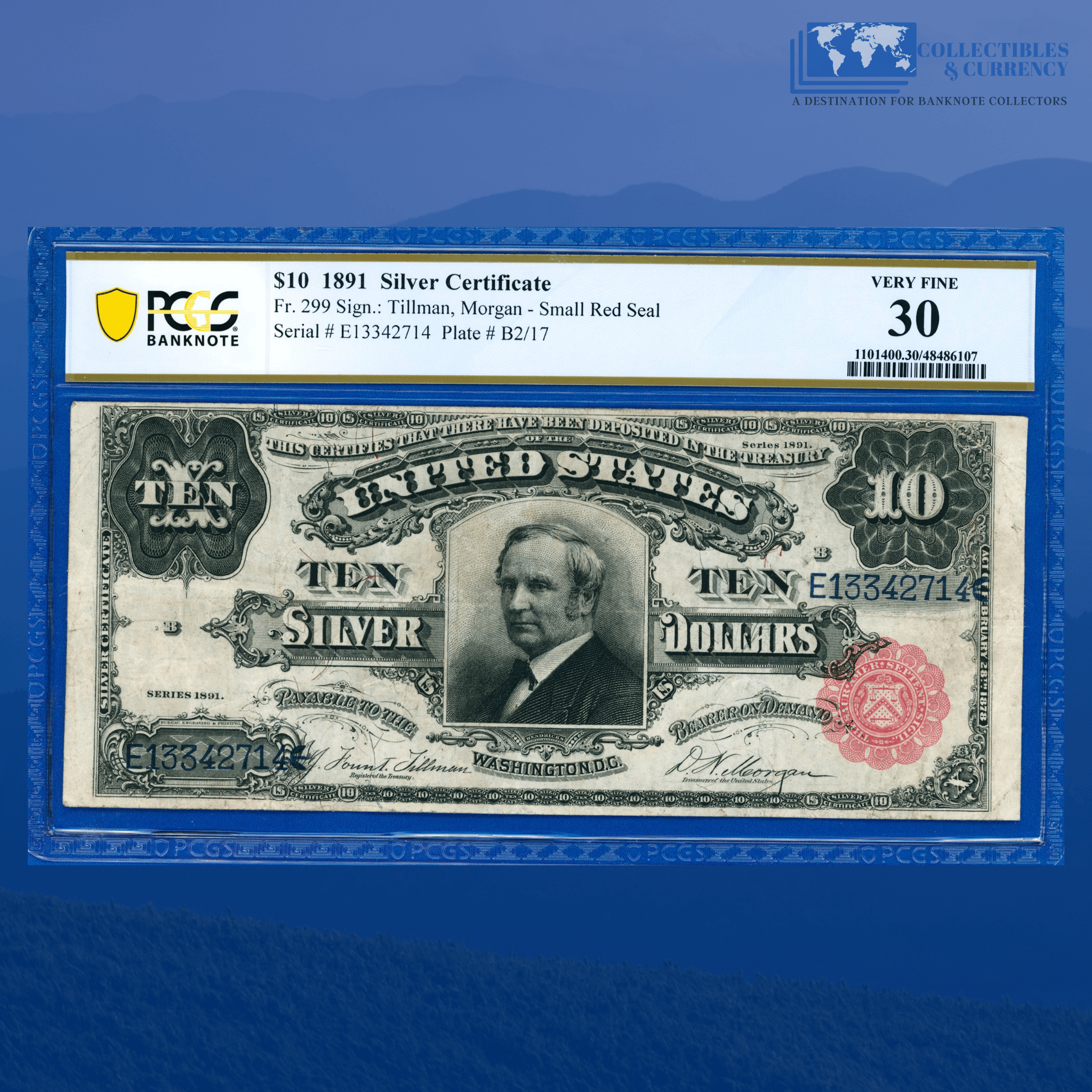 Fr.299 1891 $10 Ten Dollars Silver Certificate 