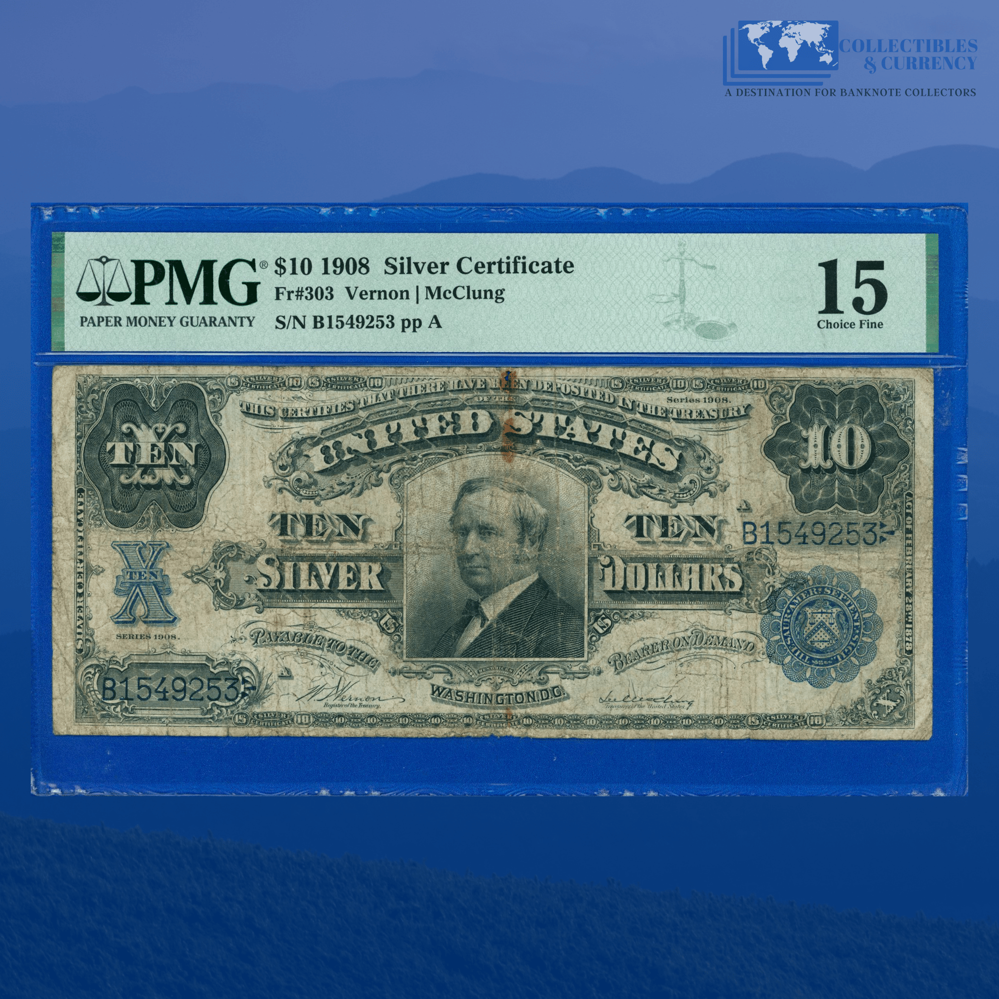 Fr.303 1908 $10 Ten Dollars Silver Certificate 