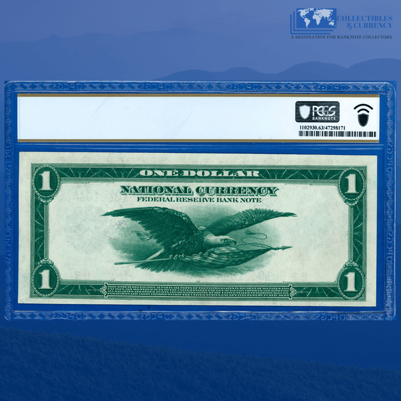 Fr.713 1918 $1 One Dollar FRBN New York "GREEN EAGLE", PCGS 63