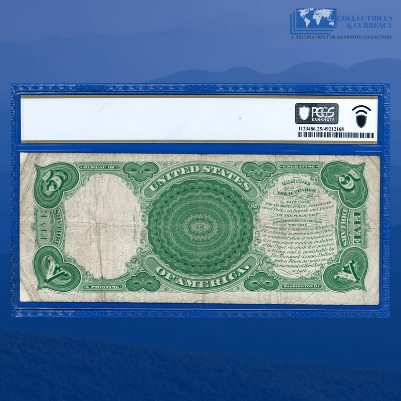 Fr.91 1907 $5 Five Dollars Bill "WOODCHOPPER" Legal Tender Note, PCGS 25