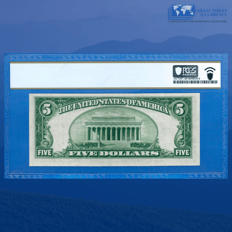 Fr.2307 1934A $5 Silver Certificate Yellow Seal "North Africa", PCGS 45