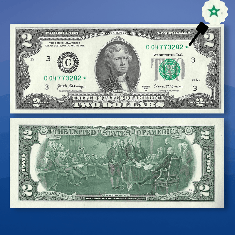 FRN / Uncirculated / 2017A FRN 2017A $2 Two Dollars Star Notes, C*(Philadelphia)