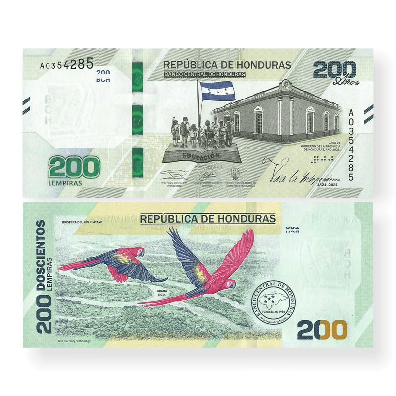 Honduras Banknote / Uncirculated Honduras 2021 200 Lempiras Commemorative | P-New