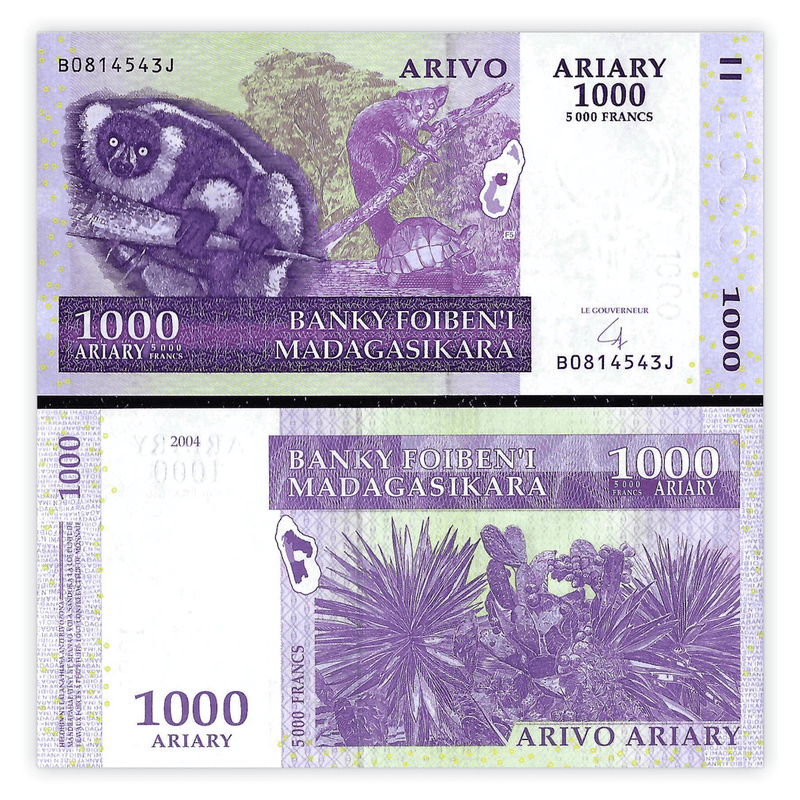 Madagascar Banknotes / Uncirculated Madagascar Set of 4 Pcs 100-200-500-1000 Ariary