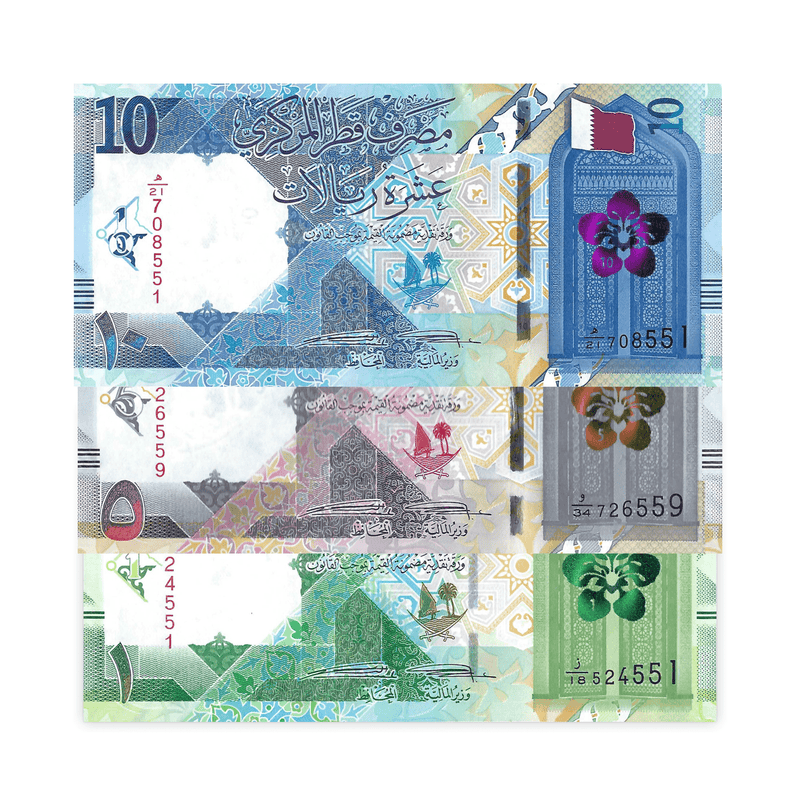 Qatar Banknotes / Uncirculated Qatar Set 3 Pcs 1-5-10 Riyals 2020 | P-32-33-34