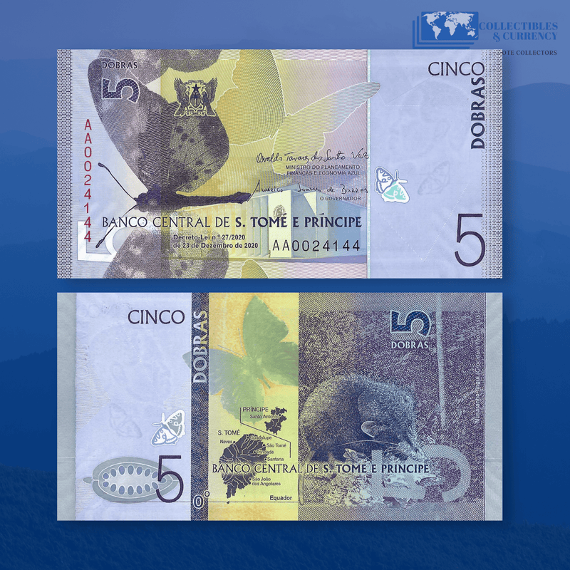 Sao Tome Banknotes / Uncirculated São Tomé Príncipe Set 6 Pcs 5-10-20-50-100-200 Dobras 2016/2020