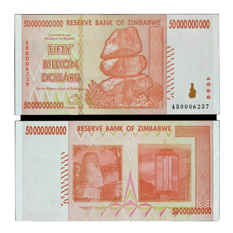 Zimbabwean Dollar / Uncirculated Set 5 Pcs Zimbabwe Billion Banknotes 2008 Series AA/AB ( Uncirculated )