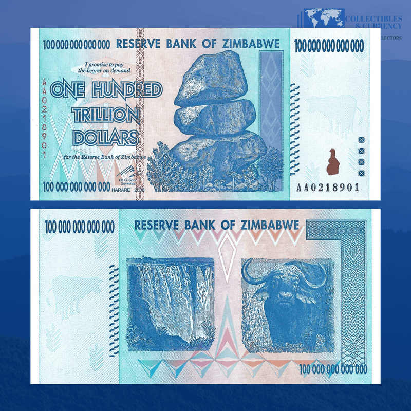Zimbabwe Banknotes / Uncirculated Set of 4 Pcs Zimbabwe Trillion Banknotes 2008 Series AA ( Uncirculated )