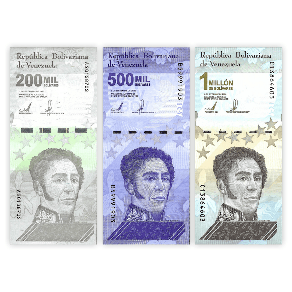 Venezuela Set 3 Pcs 200.000-500.000-1 Million Bolivares Soberano 2020