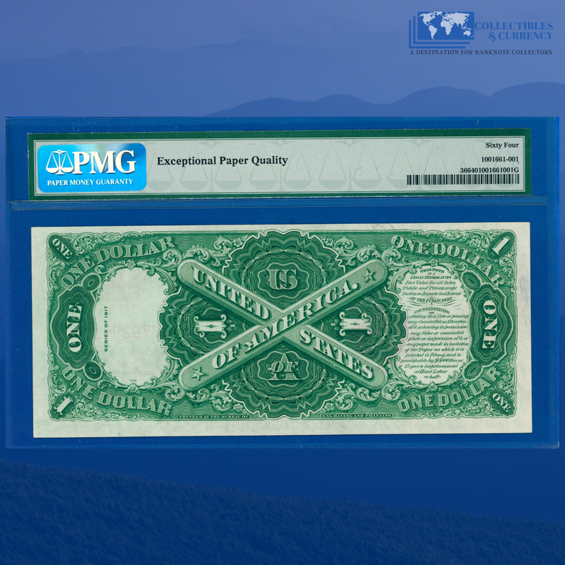 Fr.36 1917 $1 One Dollar "SAWHORSE REVERSE" Legal Tender Note, PMG 64 EPQ