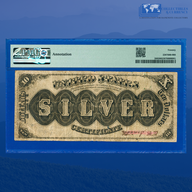 Fr.289 1880 $10 Ten Dollars Silver Certificate, PMG 20 Annotation