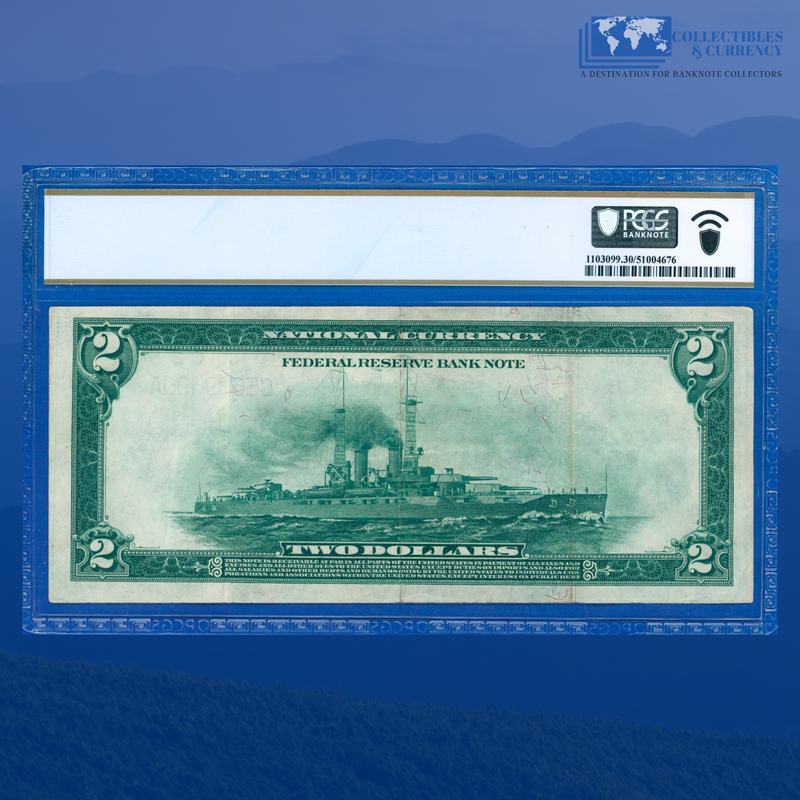 Fr.756 1918 $2 Two Dollars FRBN Philly "BATTLESHIP", PCGS 30