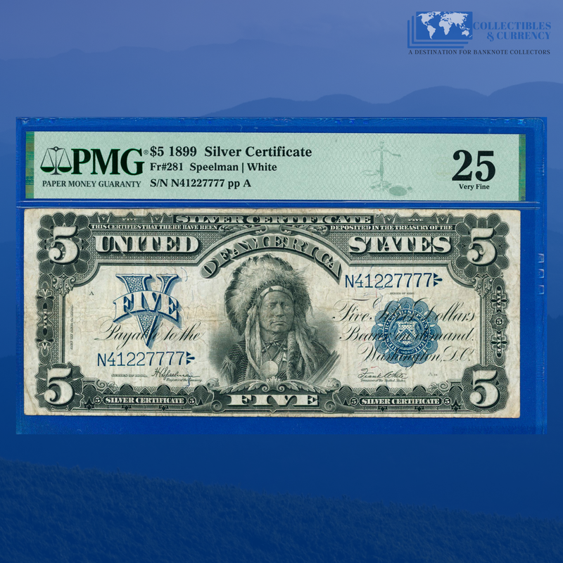 Fr.281 1899 $5 Five Dollars Silver Certificate "CHIEF NOTE", PMG 25