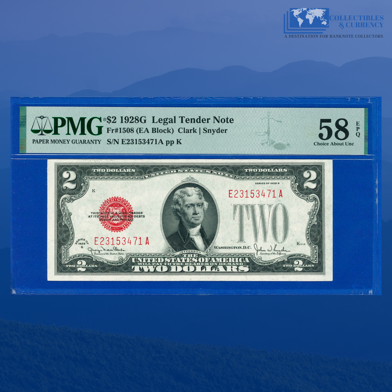 Fr.1508 1928G $2 Two Dollars Legal Tender Note, PMG 58 EPQ