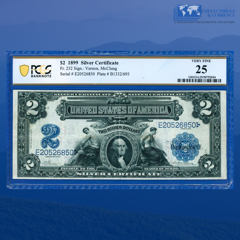 Fr.252 1899 $2 Two Dollars Silver Certificate "MINI PORTHOLE", PCGS 25