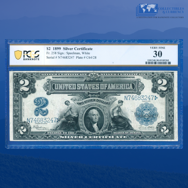 Fr.258 1899 $2 Two Dollars Silver Certificate "MINI PORTHOLE", PCGS 30