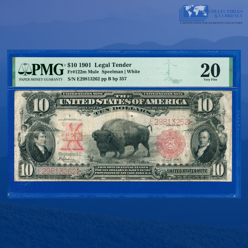 Fr.122m 1901 $10 Ten Dollars "BISON" Legal Tender Note, PMG 20 Comment
