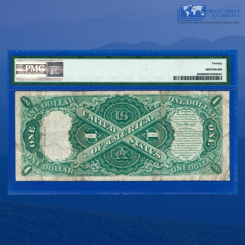 Fr.38 1917 $1 One Dollar "SAWHORSE REVERSE" Legal Tender Note, PMG 20