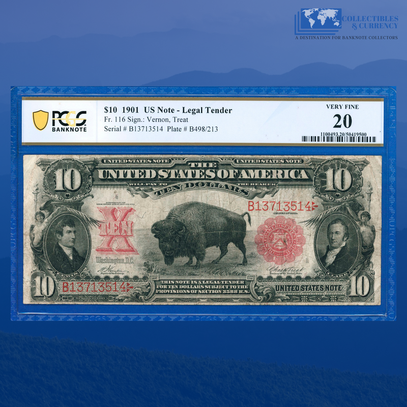 Fr.116 1901 $10 Ten Dollars "BISON" Legal Tender Note, PCGS 20