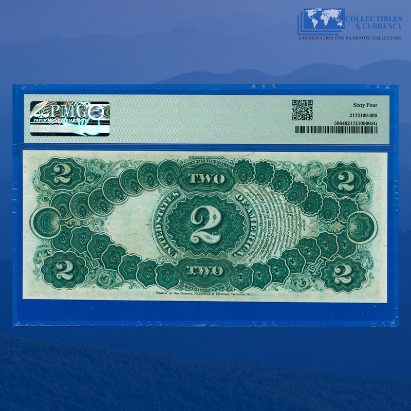Fr.50 1880 $2 Two Dollars "BRACELET REVERSE" Legal Tender Note, PMG 64