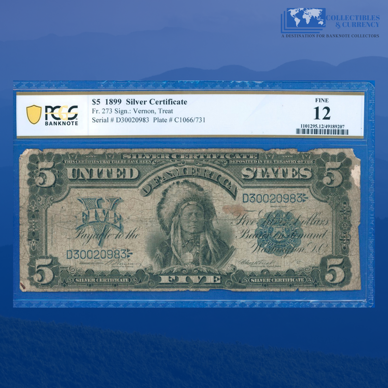 Fr.273 1899 $5 Five Dollars Silver Certificate "CHIEF NOTE", PCGS 12 Comment