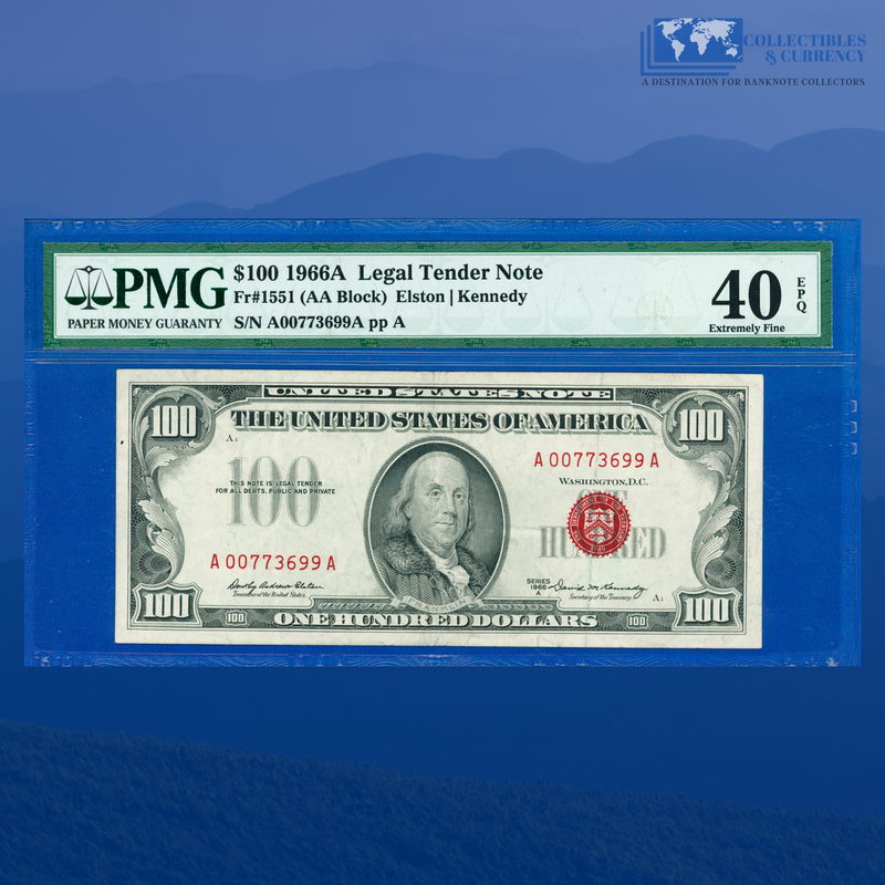 Fr.1550 1966 $100 One Hundred Dollars Legal Tender Note, PMG 40 EPQ