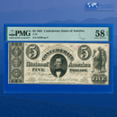 1861 $5 Confederate States Of America, CSA T-34 PF-3, PMG 58 EPQ