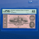 1862 $10 Confederate States Of America, CSA T-52 PF-2 CR-371, PMG 63