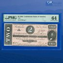 1864 $2 Confederate States Of America, CSA T-70 PF-5, PMG 64 Annotation