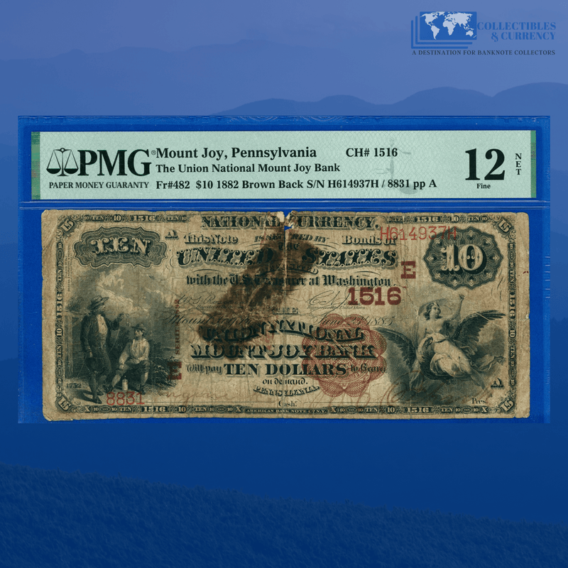 1882 BB $10 Union National MOUNT JOY BANK, PA, Charter