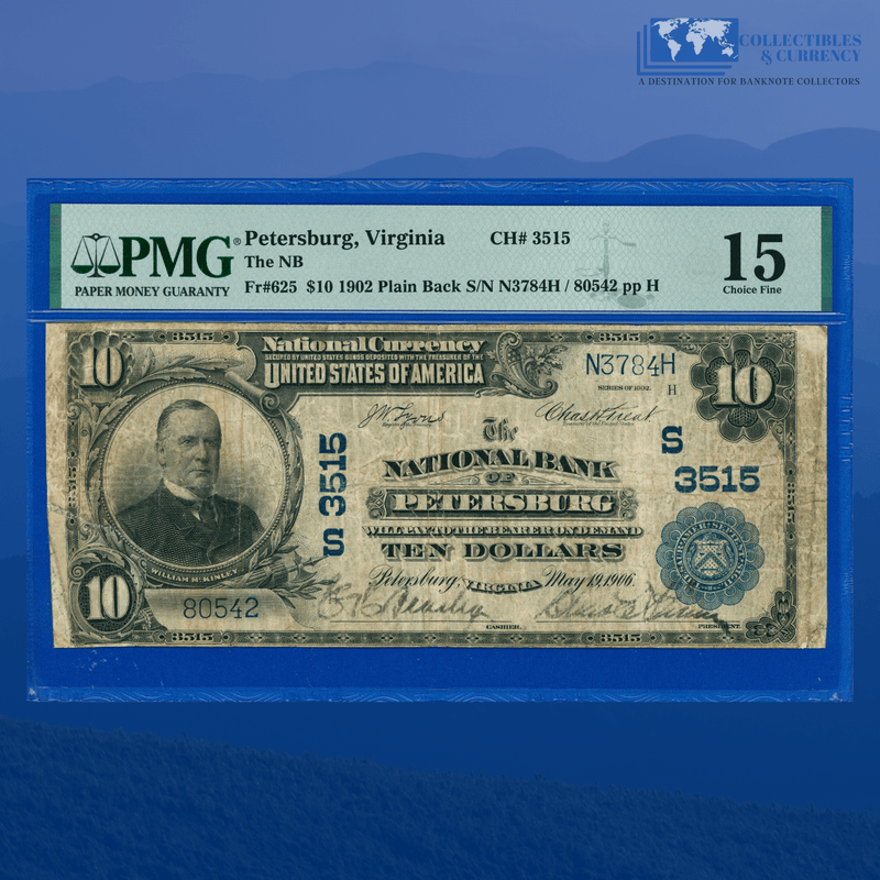 1902 PB $10 National Bank Of PETERSBURG, VA, Charter