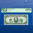 1990 $20 Twently Dollars, FULL BACK TO FRONT OFFSET, PCGS 64 PPQ