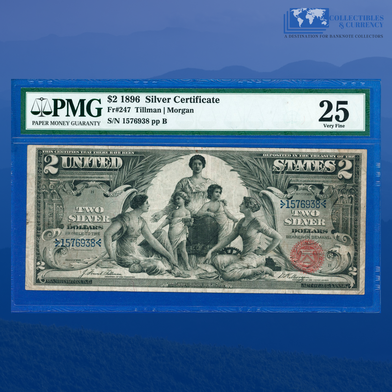 Fr.247 1896 $2 Two Dollars Silver Certificate "EDUCATIONAL NOTE", PMG 25