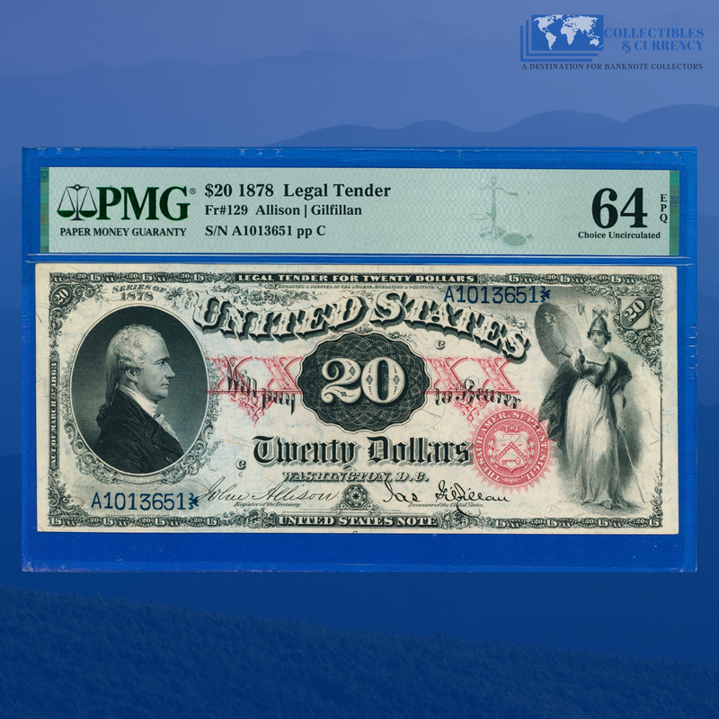 Fr.129 1878 $20 Twenty Dollars "Hamilton" Legal Tender Note, PMG 64 EPQ