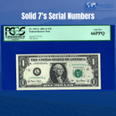 2001 FRN $1 One Dollar San Francisco, L77777777C, PCGS 66 PPQ