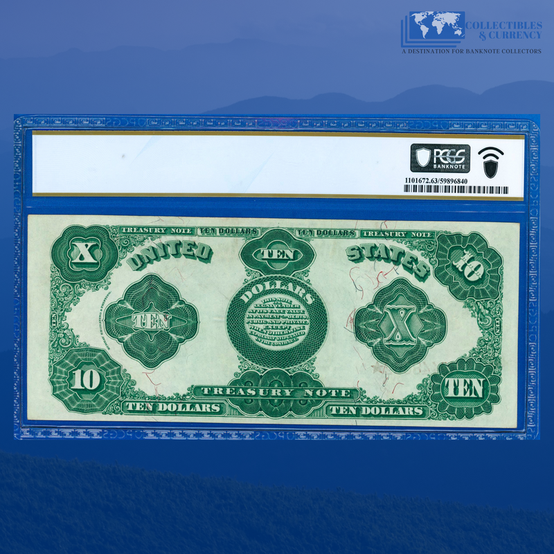 Fr.370 1891 $10 Ten Dollars Treasury Note, "PLAIN BACK", PCGS 63