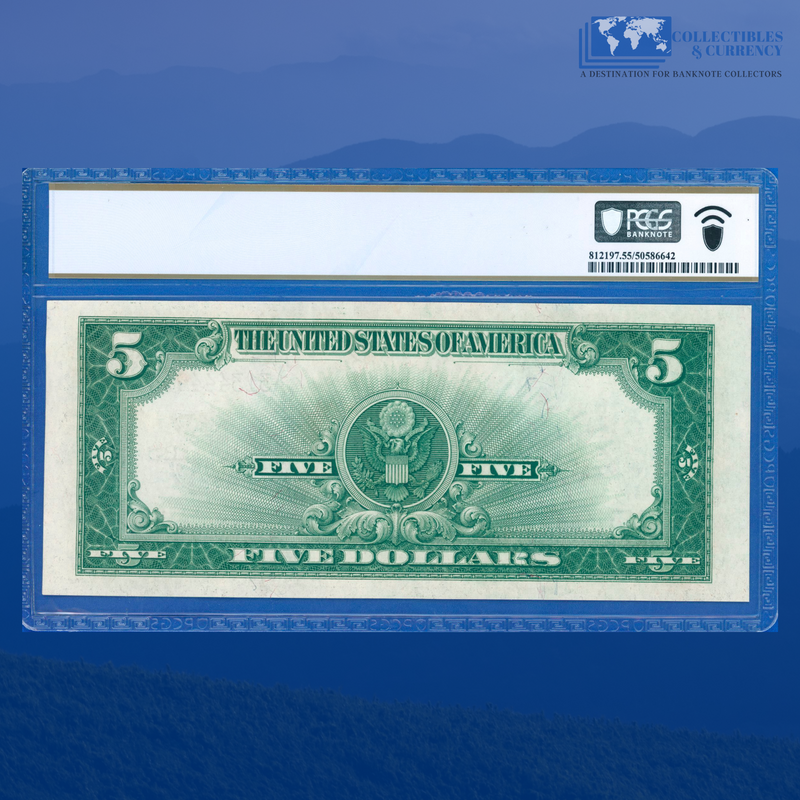 Fr.282 1923 $5 Five Dollars Silver Certificate "PORTHOLE", PCGS 55