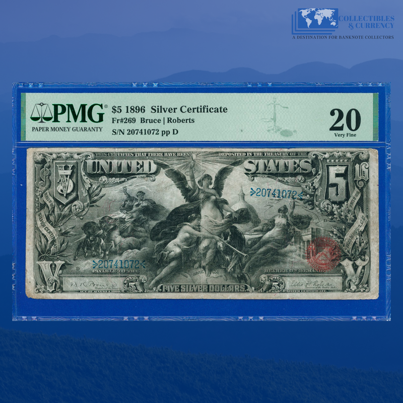 Fr.269 1896 $5 Five Dollars Silver Certificate "EDUCATIONAL NOTE", PMG 20