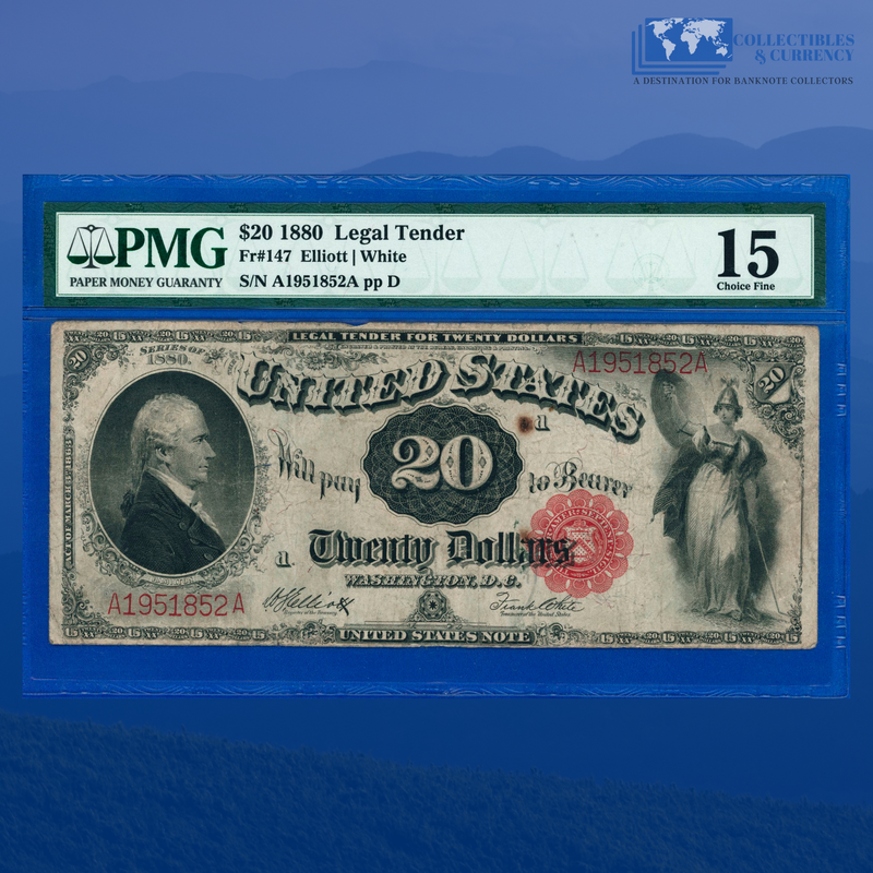 Fr.147 1880 $20 Twenty Dollars "Hamilton" Legal Tender Note, PMG 15
