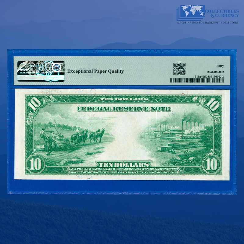 Fr.919a 1914 $10 Ten Dollars FRN Cleveland, PMG 40 EPQ