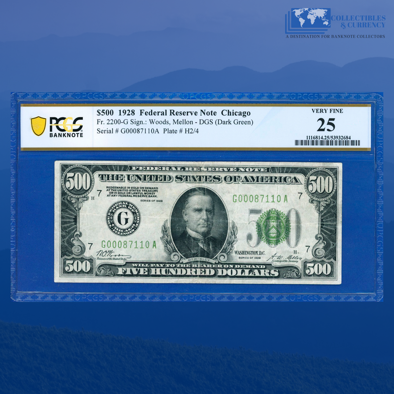 Fr.2200-G 1928 $500 Five Hundred Dollars FRN Chicago, PCGS 25