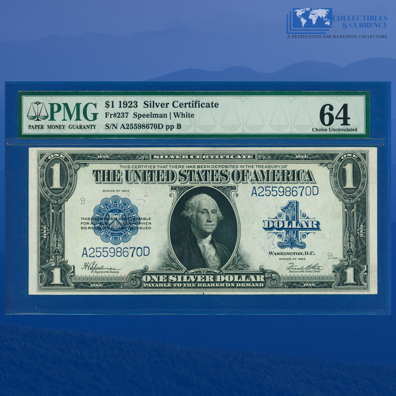 Fr.237 1923 $1 One Dollar Silver Certificate "HORSEBLANKET", PMG 64