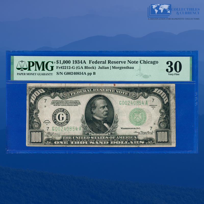 Fr.2212-G 1934A $1000 One Thousand Dollars FRN Chicago, PMG 30 Comment